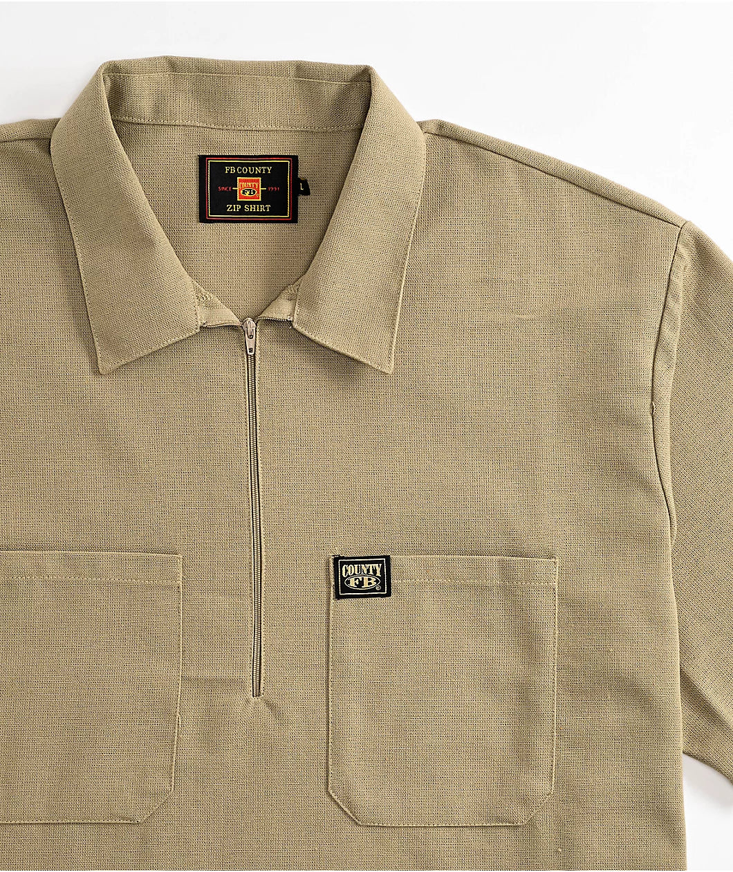 Tan Short Sleeve Zip Shirt (FB County)