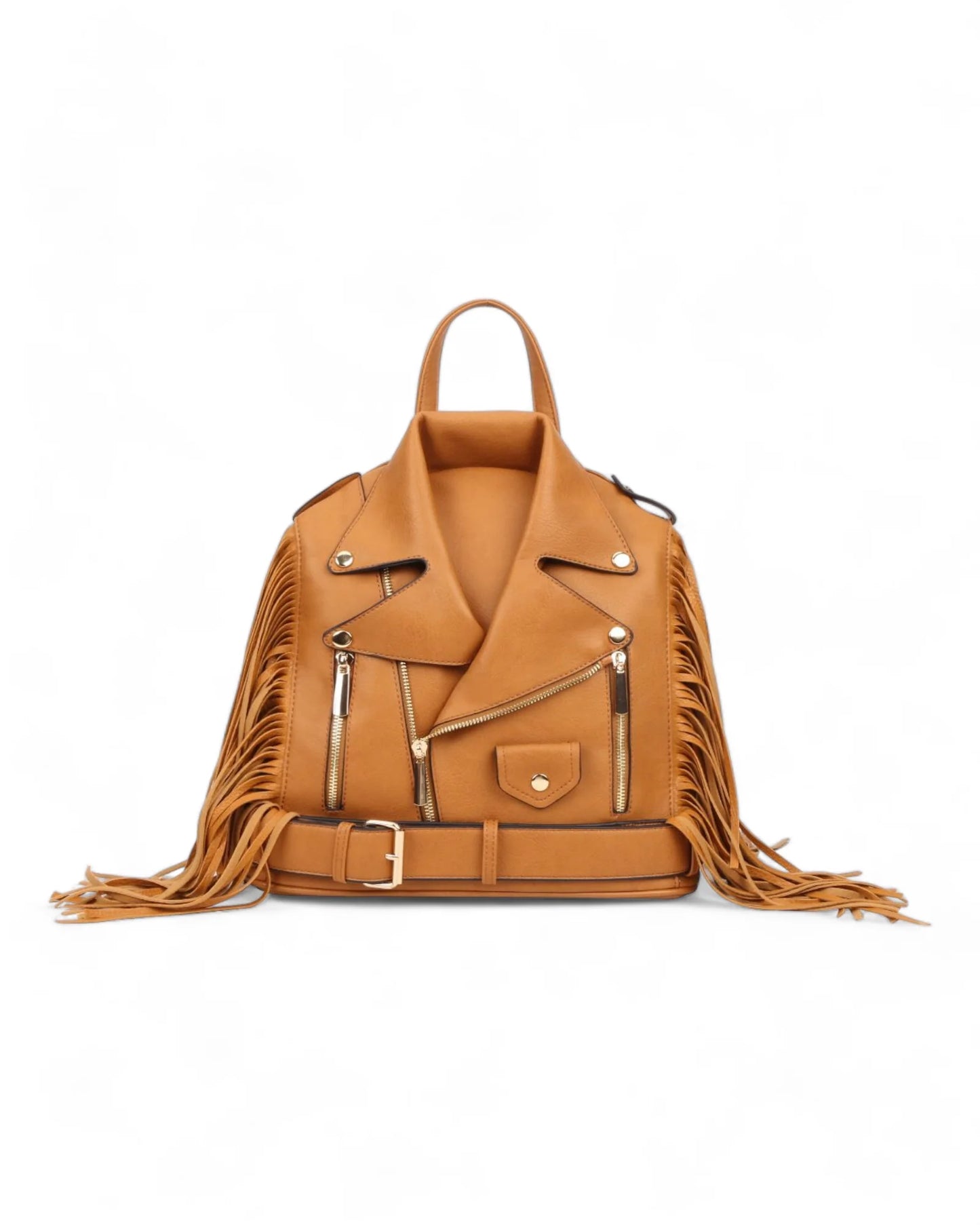 Jacket Design Fringed Backpack (Bronze)