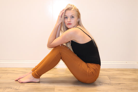 Camel Drawstring Ripped Jean