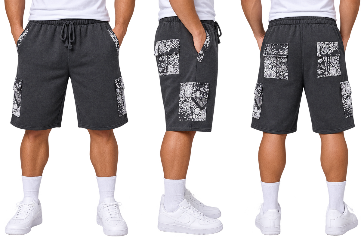 Paisley Cargo Shorts (Charcoal)