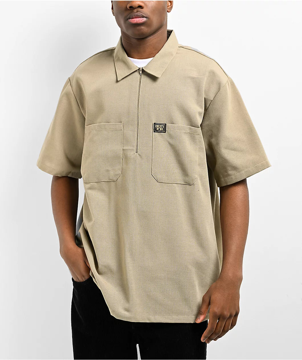Tan Short Sleeve Zip Shirt (FB County)